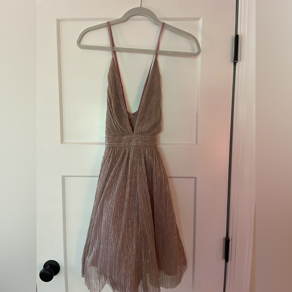 Luxxel Last Dance Metallic Party Dress in Mauve